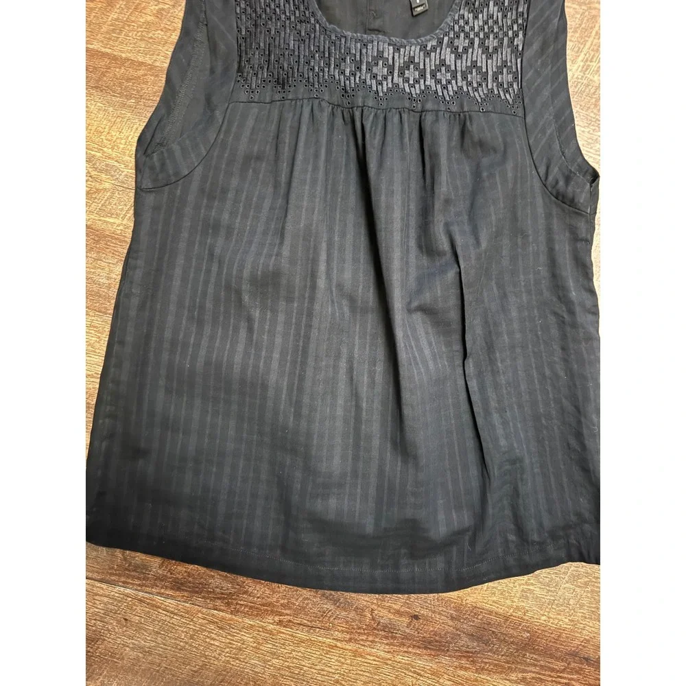 J.Crew Women's Black 100% Cotton Sleeveless Embroidered Eyelet Blouse Size 6